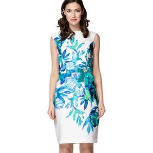 Joseph Ribkoff White and Blue Summer Sheath dress